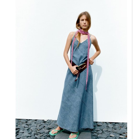 Zara Trf denim Slip Dress USA Medium - Picture 2 of 9